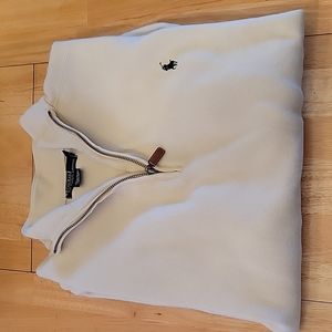 Men's 3/4 zip white polo sweater